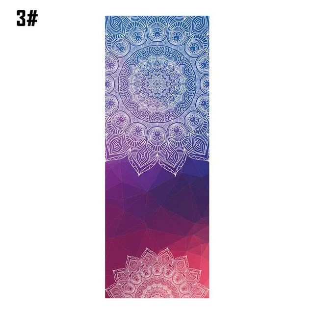 183*65cm Mandola Print Yoga Blanket Towel Diamond Texture Non-slip Portable Travel Yoga Mat Towel Cover Pilates Fitness