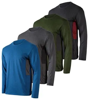 4 Pack:Mens Long Sleeve T-Shirt Workout Clothes Quick Dry Fit Gym Tee Shirt Athletic Active Performance Casual Moisture Wicking Exercise Clothing Running Cool Sport Training Undershirt Top-Set 4,S