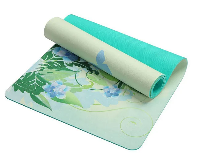 5 MM Lotus Pattern Suede TPE Yoga Mat Pad Non-slip Slimming Exercise Fitness Gymnastics Mat Body Building Esterilla Pilates