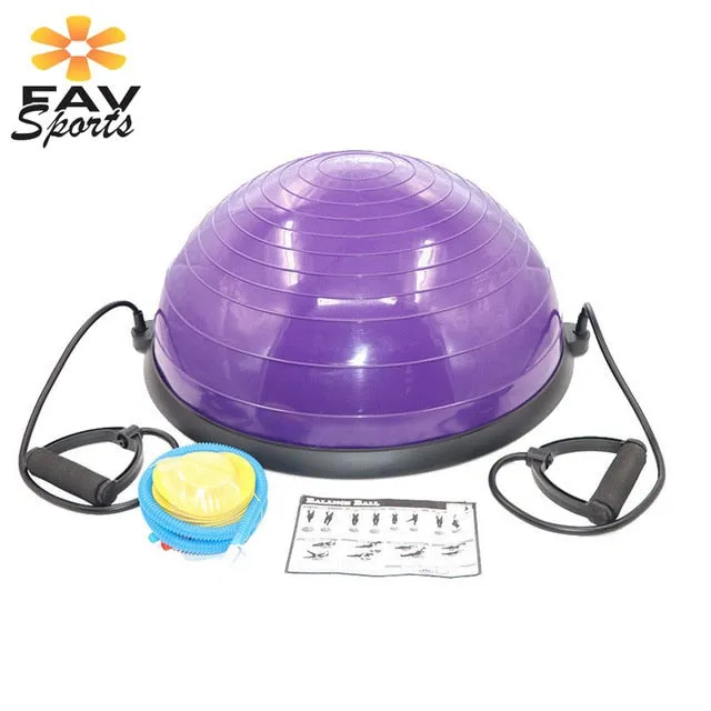 58cm Yoga Balance Ball Gym Workout Ball Pilates Half Yoga Ball Exercises Training Fitball With Strings & Pump