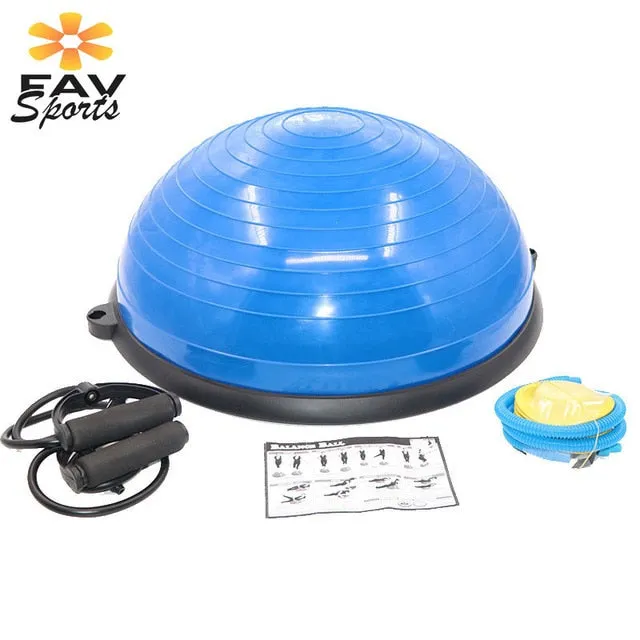 58cm Yoga Balance Ball Gym Workout Ball Pilates Half Yoga Ball Exercises Training Fitball With Strings & Pump