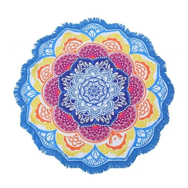7 Colors Round Beach Blanket Printed Yoga Mat Beach Roundie Mandala Circle Blanket Round Tapestry Yoga Blanket 147*147cm
