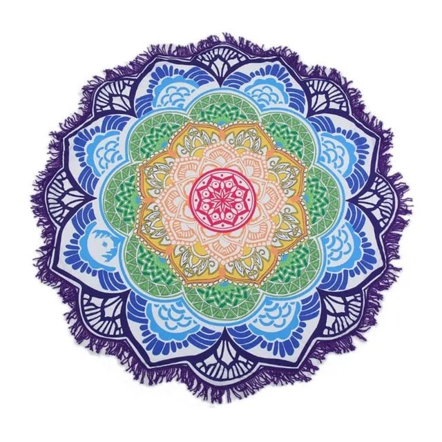 7 Colors Round Beach Blanket Printed Yoga Mat Beach Roundie Mandala Circle Blanket Round Tapestry Yoga Blanket 147*147cm