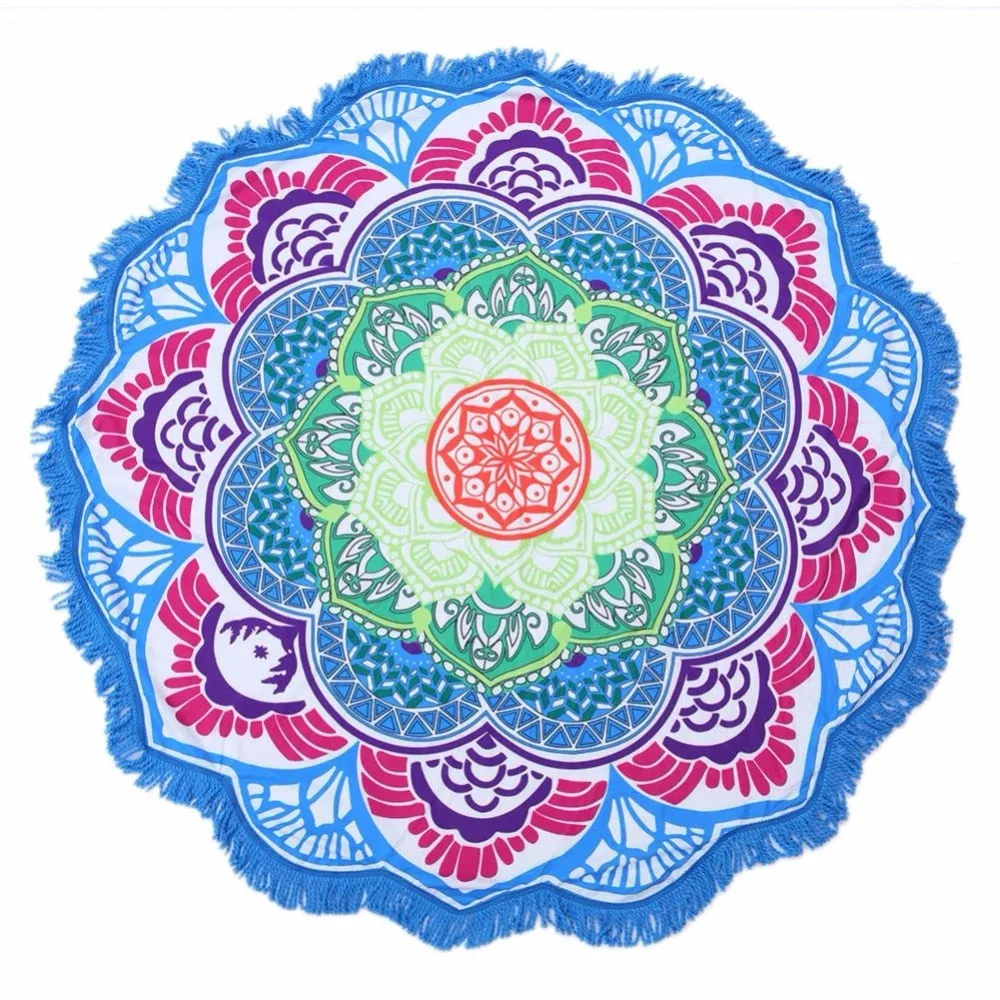 7 Colors Round Beach Blanket Printed Yoga Mat Beach Roundie Mandala Circle Blanket Round Tapestry Yoga Blanket 147*147cm