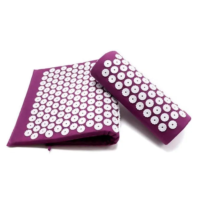 Acupressure Massager Cushion Relieve Stress Pad Back Body Pain Spike Relaxation Yoga  Mat with Pillow