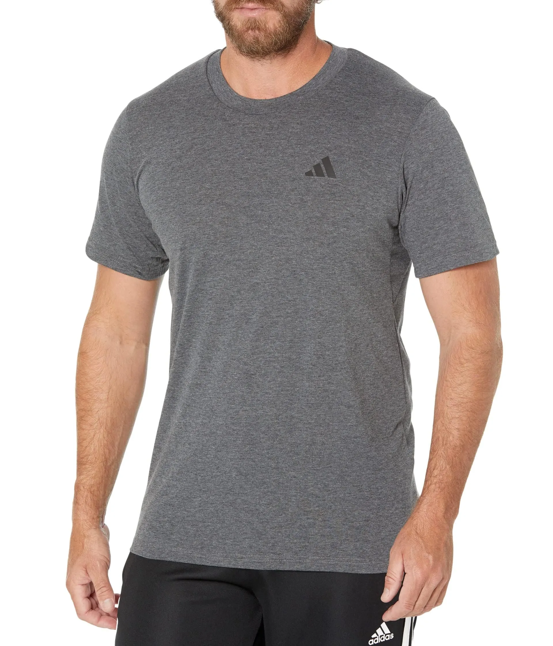 adidas Men's Essentials Feel Ready Training T-Shirt, Dark Grey Heather/White/Black
