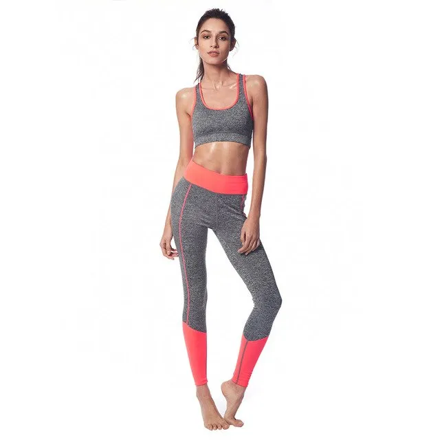 Belleziva Women Sports Bras Padded Yoga Set Skinny Trousers Fitness Pants 2 Piece Tracksuit Sexy Running Gym Workout Sport Suits