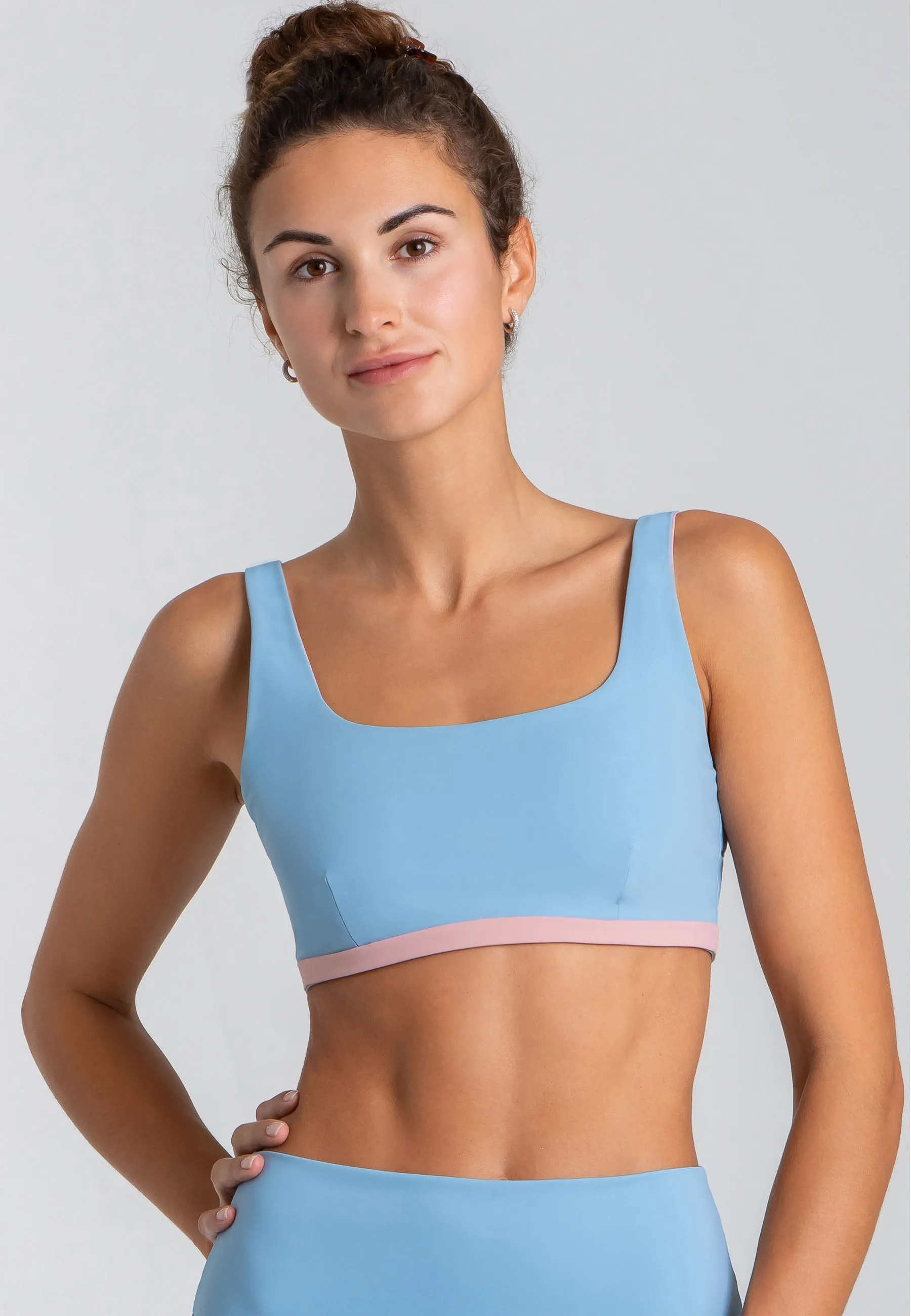 Charm Bralette Reversible - Rose Blossom Dusty Baby Blue