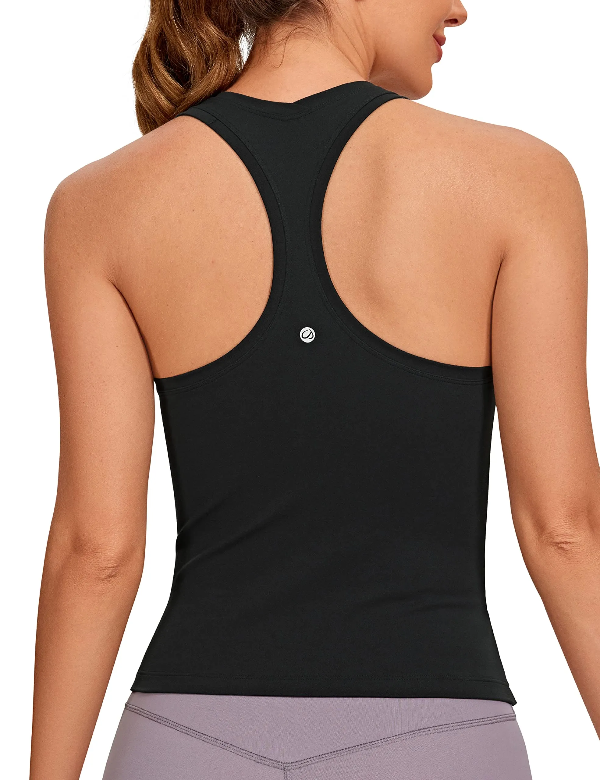 CRZ YOGA Butterluxe Racerback Workout Tank Tops for Women Sleeveless Camisole Gym Athletic Yoga Shirts Black