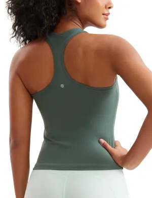 CRZ YOGA Butterluxe Racerback Workout Tank Tops for Women Sleeveless Camisole Gym Athletic Yoga Shirts Dark Forest Green