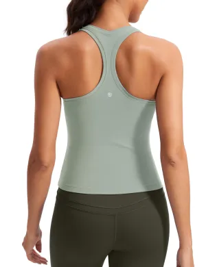 CRZ YOGA Butterluxe Racerback Workout Tank Tops for Women Sleeveless Camisole Gym Athletic Yoga Shirts Green Palm Court