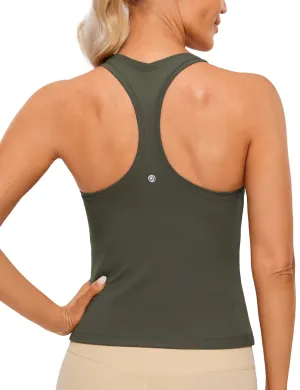 CRZ YOGA Butterluxe Racerback Workout Tank Tops for Women Sleeveless Camisole Gym Athletic Yoga Shirts Light Army Green