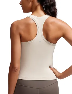 CRZ YOGA Butterluxe Racerback Workout Tank Tops for Women Sleeveless Camisole Gym Athletic Yoga Shirts Mojave Tan