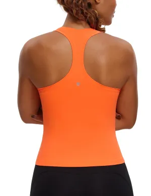 CRZ YOGA Butterluxe Racerback Workout Tank Tops for Women Sleeveless Camisole Gym Athletic Yoga Shirts Neon Orange