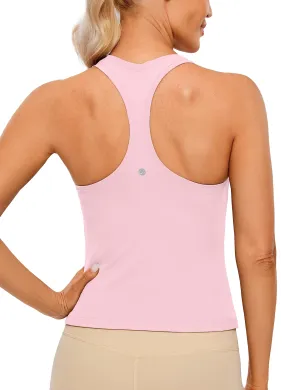 CRZ YOGA Butterluxe Racerback Workout Tank Tops for Women Sleeveless Camisole Gym Athletic Yoga Shirts Pink Peony