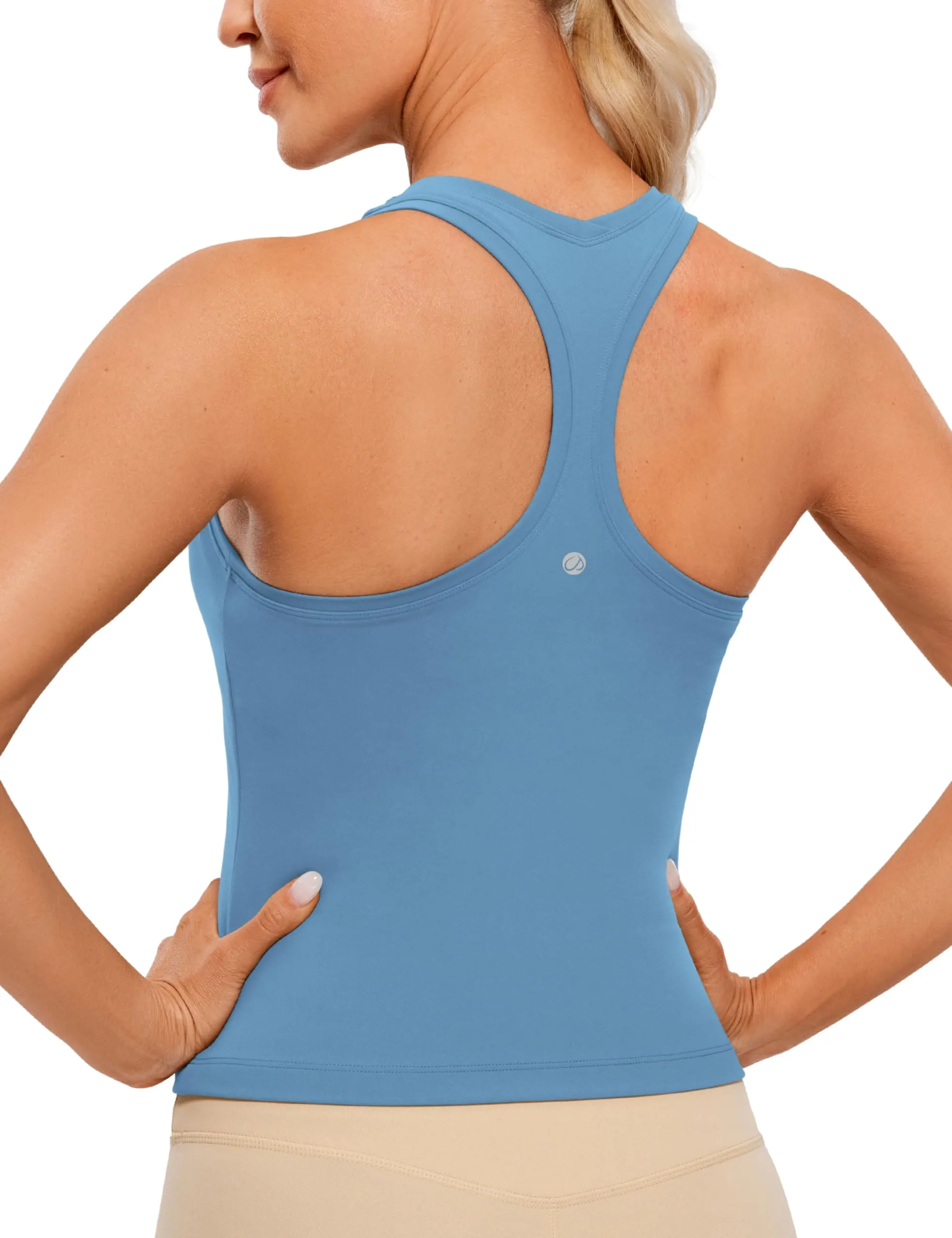 CRZ YOGA Butterluxe Racerback Workout Tank Tops for Women Sleeveless Camisole Gym Athletic Yoga Shirts Universe Blue