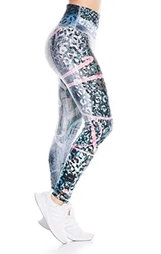 Drakon Leggings Women??s Activewear Workout Pants Printed Compression Pants Yoga Tights White-red