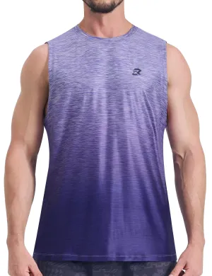 EZRUN Men's Tank Tops Quick Dry Workout Muscle Sleeveless Shirts Summer Gym Athletic Shirt for Swim Beach Running Gradient Purple