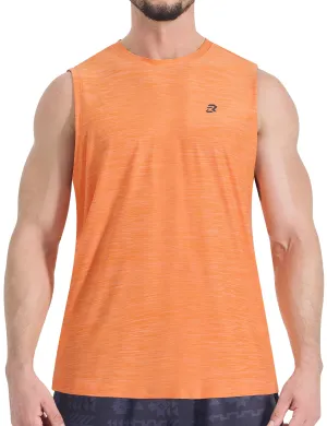EZRUN Men's Tank Tops Quick Dry Workout Muscle Sleeveless Shirts Summer Gym Athletic Shirt for Swim Beach Running Orange