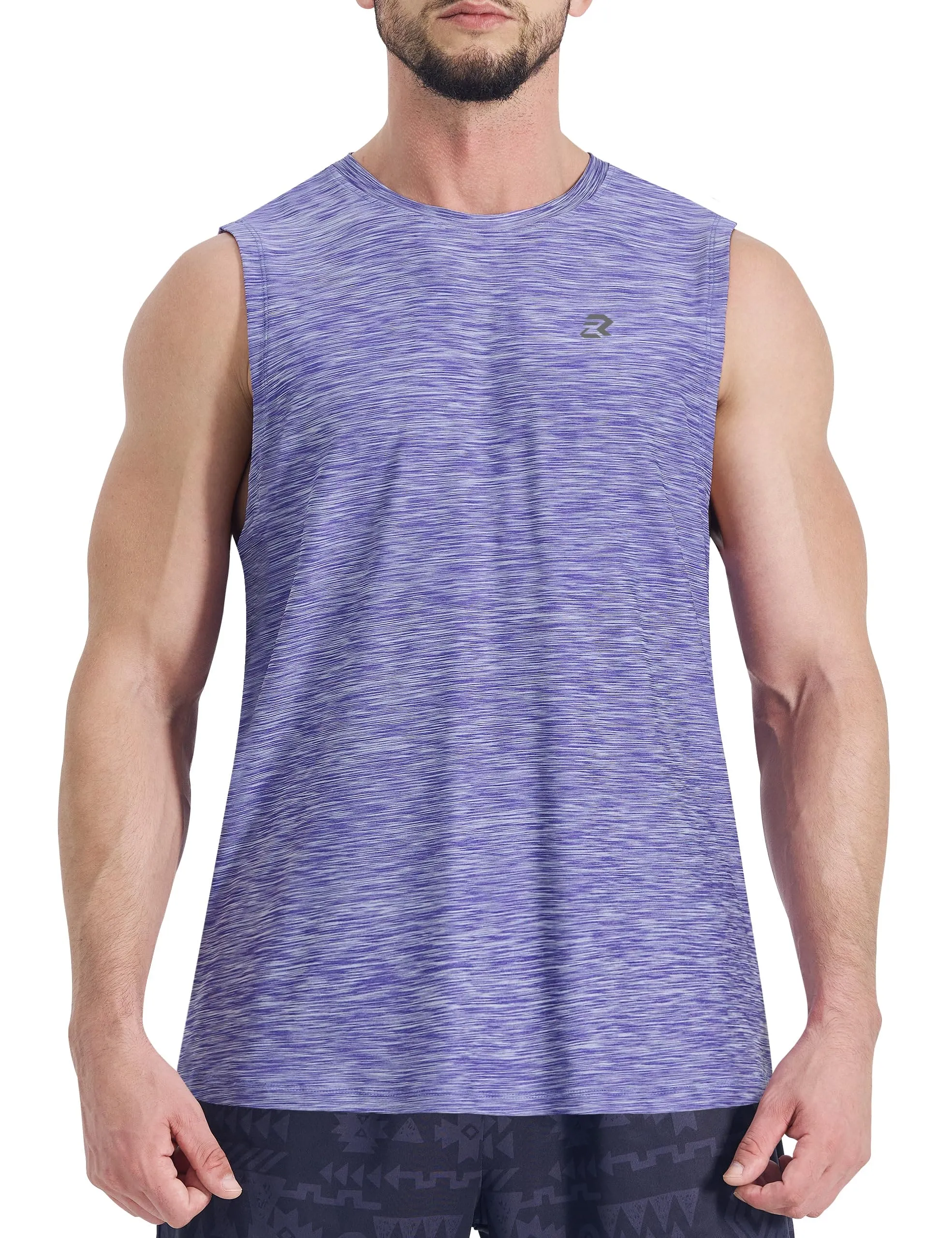 EZRUN Men's Tank Tops Quick Dry Workout Muscle Sleeveless Shirts Summer Gym Athletic Shirt for Swim Beach Running Purple