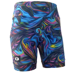 High Waist Funky Pants - Peacock Marble