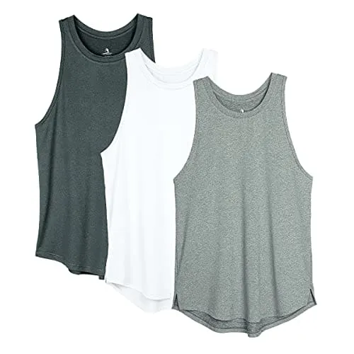 icyzone Women's Racerback Workout Tank Tops - Athletic Yoga Tops, Running Exercise Gym Shirts (Pack of 3) (Medium, Black/Gray/White)