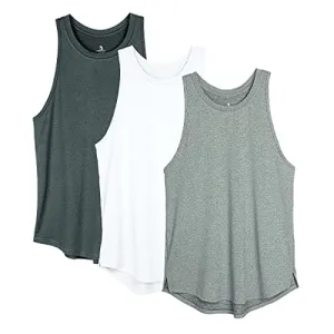icyzone Women's Racerback Workout Tank Tops - Athletic Yoga Tops, Running Exercise Gym Shirts (Pack of 3) (Medium, Black/Gray/White)