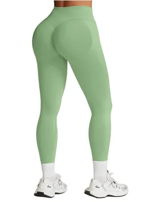 Impact Leggings for Women Seamless Workout Yoga Pants Hidden Scrunch Butt Tummy Control Gym Leggings Mid Low Waist 25" Palm Green