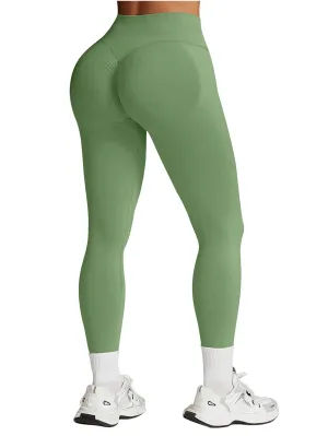 Impact Leggings for Women Seamless Workout Yoga Pants Hidden Scrunch Butt Tummy Control Gym Leggings Mid Low Waist 25" Pistachio