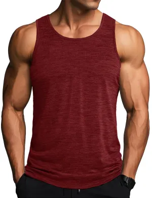 MAGCOMSEN Mens Tank Top Dry Fit Lightweight Tank Tops Gym Sleeveless Workout Tank Top Muscle Shirts Running Beach Shirts Dark Orange