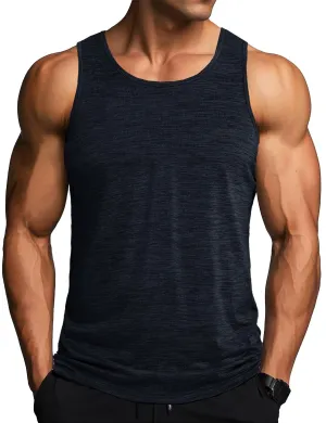 MAGCOMSEN Mens Tank Top Dry Fit Sleeveless Shirts Swim Athletic Active Gym Tank Tops Muscle Workout Shirts Summer Black
