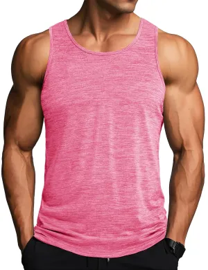 MAGCOMSEN Running Tank Top Men Dry Fit Gym Sleeveless T Shirts Athletic Workout Shirts Yoga Swim Beach Tank Tops Pink