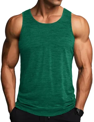 MAGCOMSEN Swim Tank Top Men Gym Dry Fit Sleeveless Muscle Shirts for Men Athletic Workout Active Tank Top Jade Green