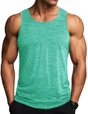 MAGCOMSEN Tank Top Men Dry Fit Lightweight Workout Shirts for Men Gym Muscle Swim Summer Tank Tops Light Green