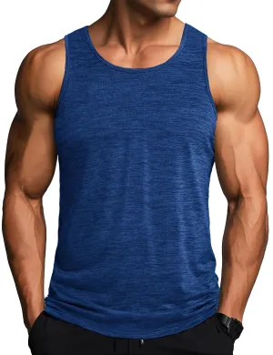 MAGCOMSEN Tank Tops for Men Dry Fit Running Yoga Sports Shirts Lightweight Workout Tank Tops Sleeveless Gym Tank Top Summer Medium Blue