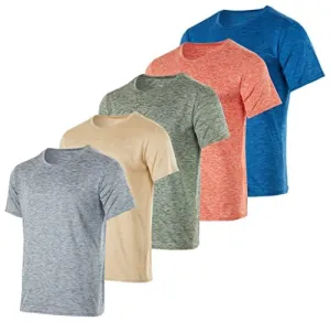 Men's Quick Dry Fit Dri-Fit Short Sleeve Active Wear Training Athletic Essentials Crew T-Shirt Fitness Gym Wicking Tee Workout Casual Sports Running Tennis Exercise Undershirt Top - 5 Pack Set 16, S