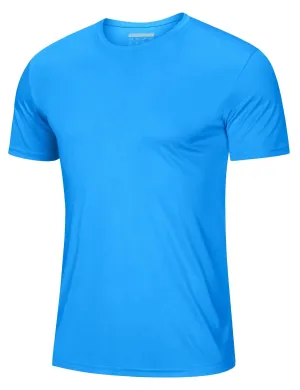 Mens Short Sleeve T Shirts Dry Fit Summer Shirts Ultra Lightweight UV Protection Hiking Shirts Athletic Tshirts Active T-Shirt Azure