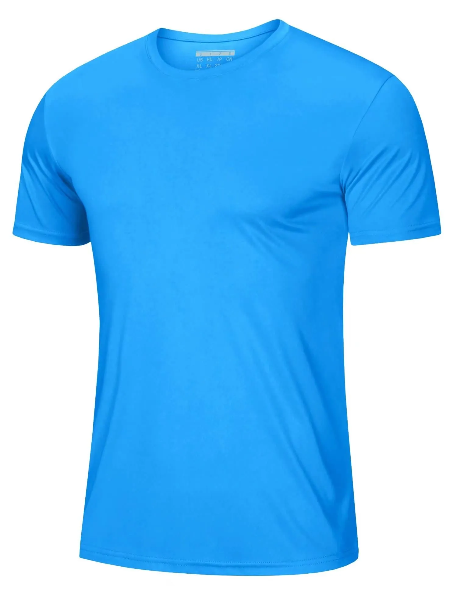 Mens Short Sleeve T Shirts Dry Fit Summer Shirts Ultra Lightweight UV Protection Hiking Shirts Athletic Tshirts Active T-Shirt Azure