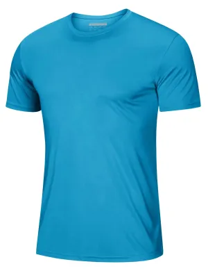 Mens Sun Shirts Quick Dry T-Shirt Short Sleeve Running Shirt Sun Protection UPF 50 Summer Crew Neck UV Shirts Blue Green