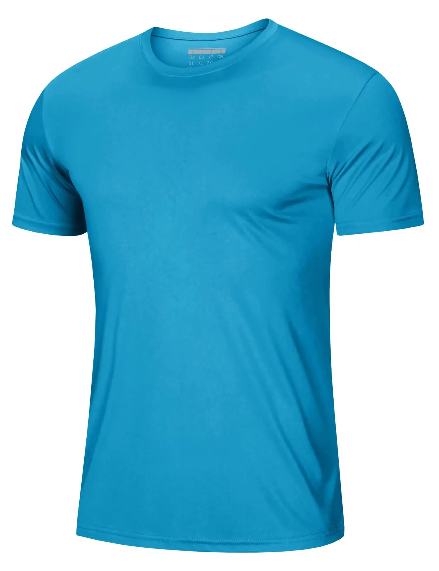 Mens Sun Shirts Quick Dry T-Shirt Short Sleeve Running Shirt Sun Protection UPF 50 Summer Crew Neck UV Shirts Blue Green