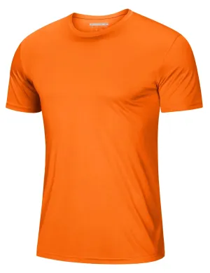 Mens T Shirt UV Shirt Active T Shirts Quick Dry Crew Neck T Shirts Athletic Running Gym Workout Shirts Short Sleeve Tee Top Orange