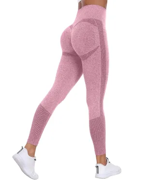 NORMOV Seamless Workout Butt Lifting Leggings - Booty Scrunch Gym Leggings for Women(AB Pink,S)