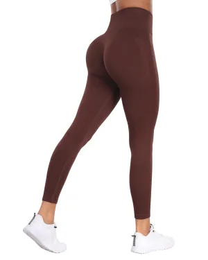 NORMOV Seamless Workout Butt Lifting Leggings - Booty Scrunch Gym Leggings for Women(Coffee,S)