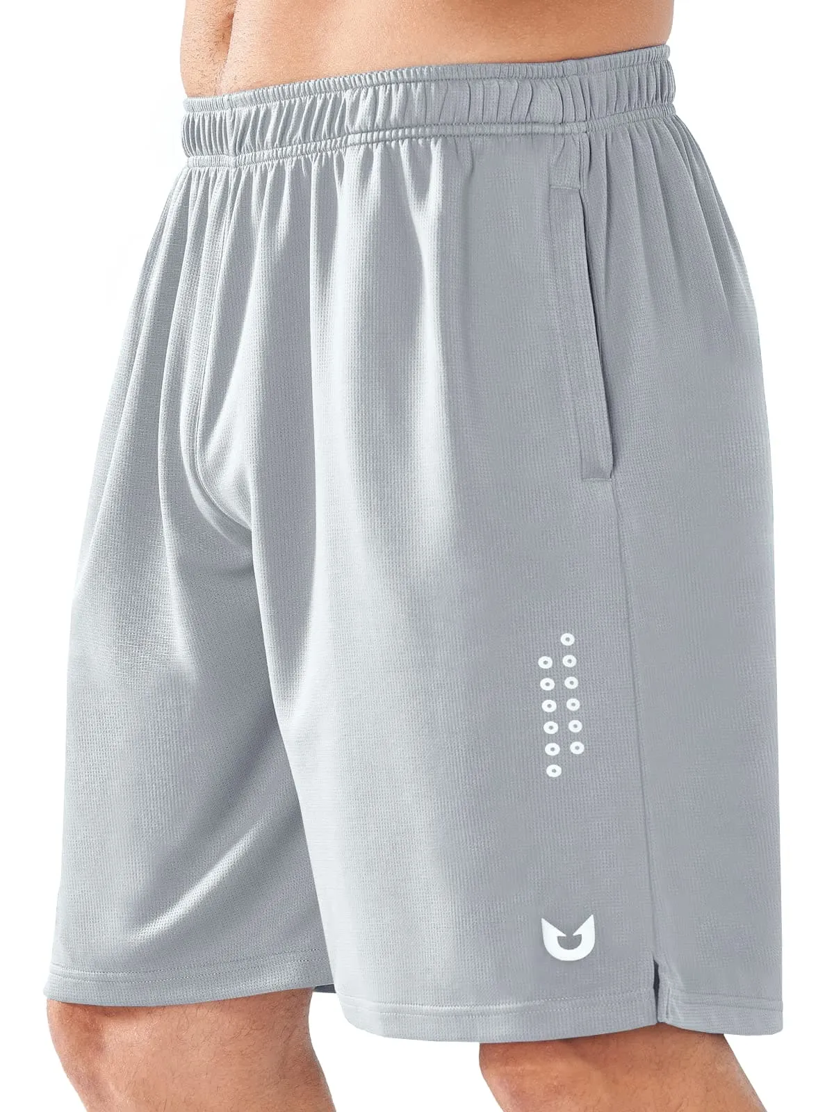 NORTHYARD Men's 10" Athletic Basketball Shorts Workout Gym Quick Dry Shorts Lightweight Mesh Training Shorts for Men Exercise Lightgrey