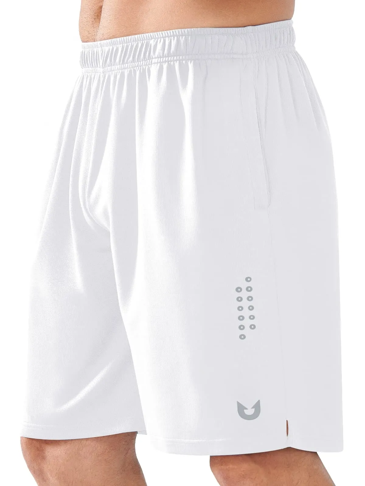 NORTHYARD Men's 10" Athletic Basketball Shorts Workout Gym Quick Dry Shorts Lightweight Mesh Training Shorts for Men Exercise White