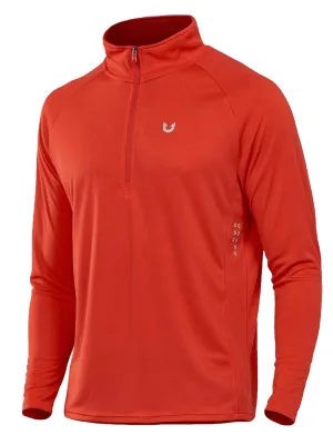 NORTHYARD Men's Running Shirt Long Sleeve Quarter Zip Pullover Moisture Wicking Quick Dry Athletic Workout Shirts RED