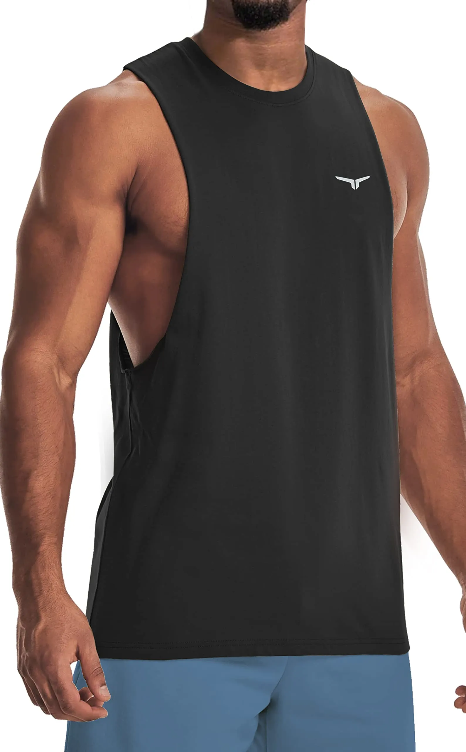 Project Titan Men's Workout Drop Arm Tank Top Cut Off Sleeveless Gym Shirt