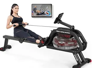 SNODE Water Rowing Machine with Bluetooth APP, Rower Machine for Home Use, Heavy Duty Frame with 331Lbs Weight Capacity