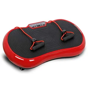 SUPER DEAL Pro Vibration Plate Exercise Machine - Whole Body Workout Vibration Fitness Platform Fit Massage Workout Trainer w/Loop Bands   Bluetooth   Remote, 99 Levels (Red)