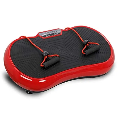 SUPER DEAL Pro Vibration Plate Exercise Machine - Whole Body Workout Vibration Fitness Platform Fit Massage Workout Trainer w/Loop Bands   Bluetooth   Remote, 99 Levels (Red)